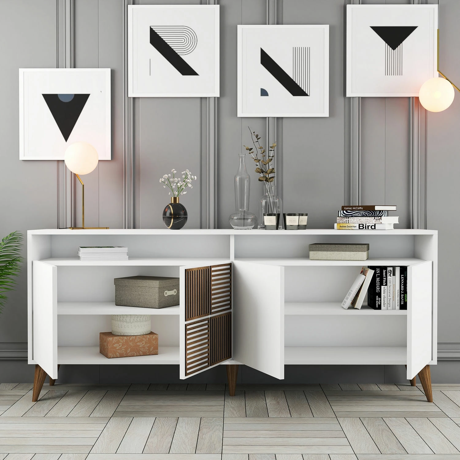 Konsolë moderne Skye Decor, ngjyrë e bardhë, Milan