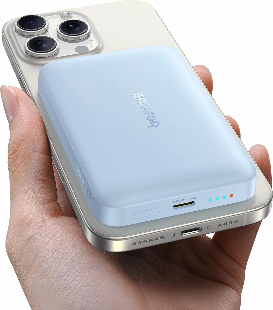 Powerbank Baseus MagSafe pa kabllo 10000mAh 22.5W me kabllo USB-C 0.3m, blu