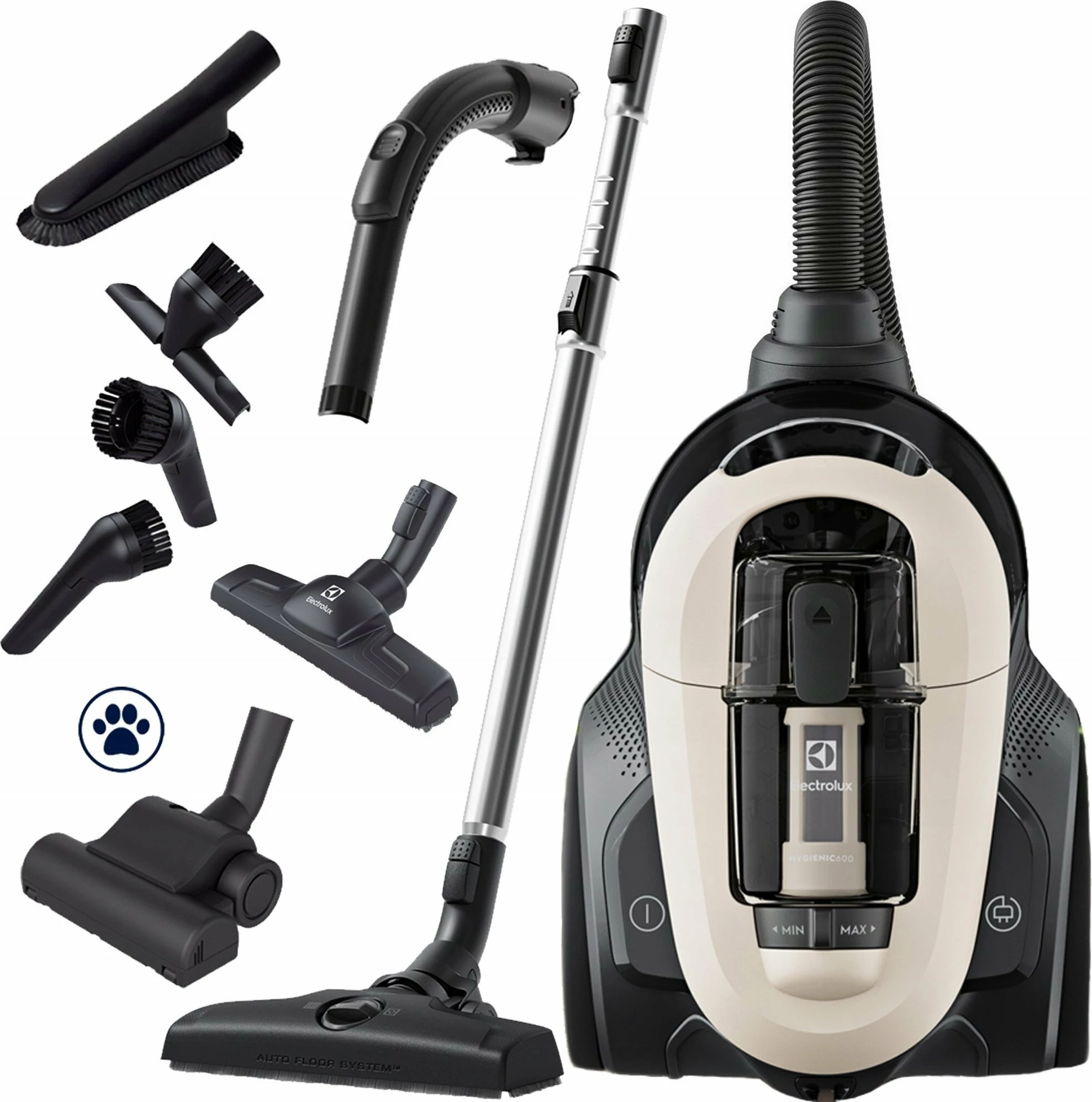 Fshesë me korrent Electrolux EL61H4SW 550W, 1.6L, HEPA 13, pa qese, 12 m rreze, e zezë
