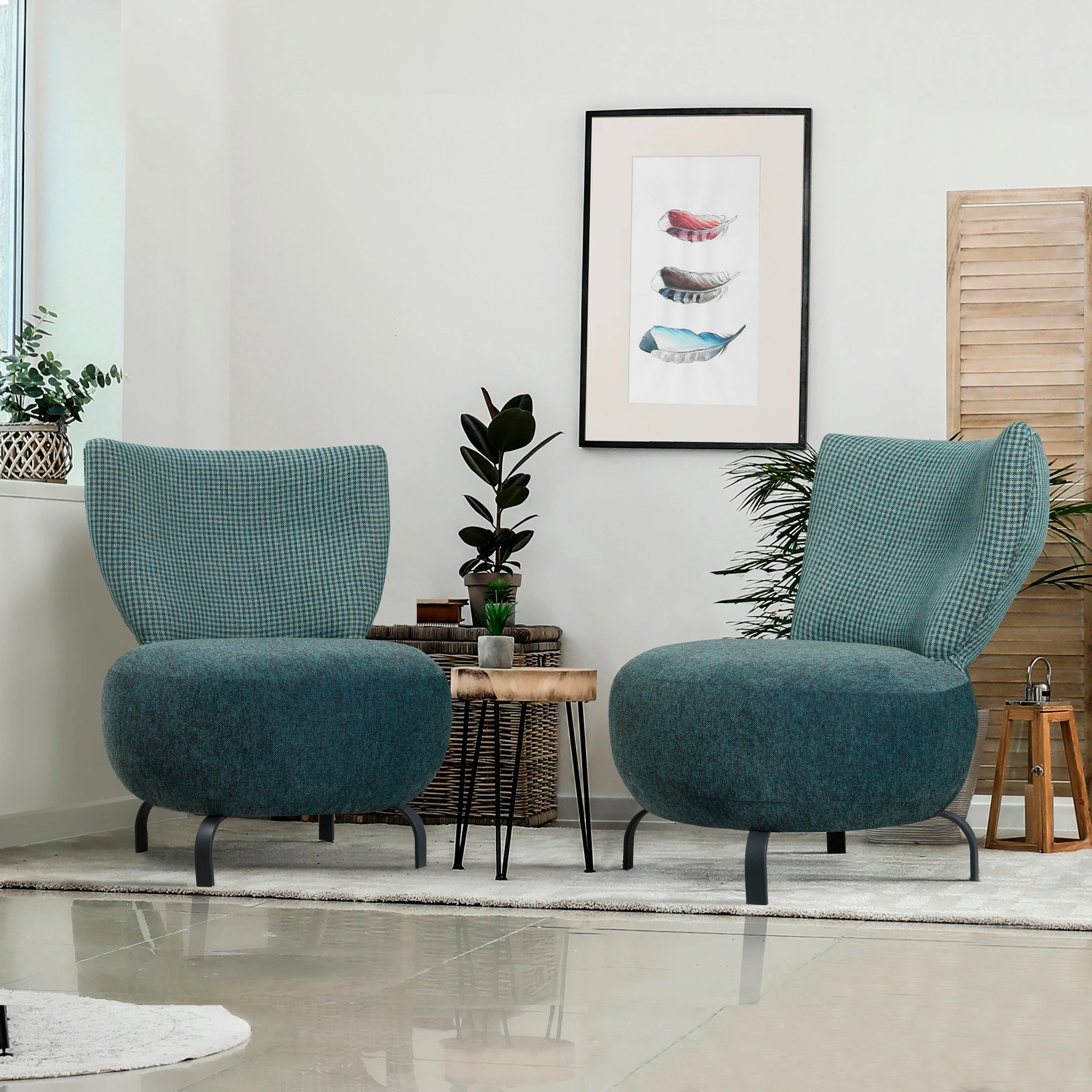 Set karrigesh Wing Loly, Atelier del Sofa, ngjyrë turquoise