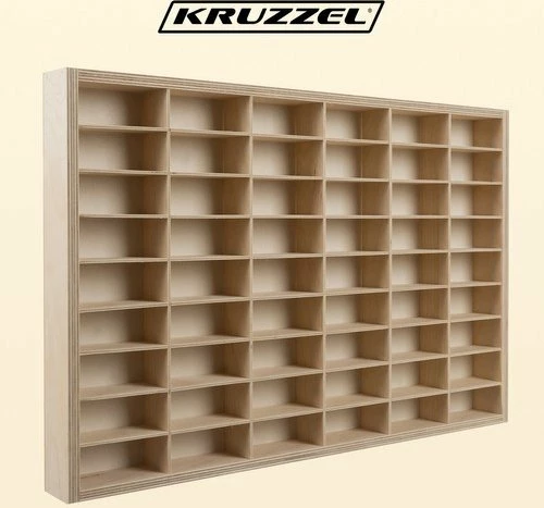 Raft druri Kruzzel për makina lodër/Hot Wheels (Resoraki), 54 ndarje, 60x40x5.3 cm, ngjyrë pishe