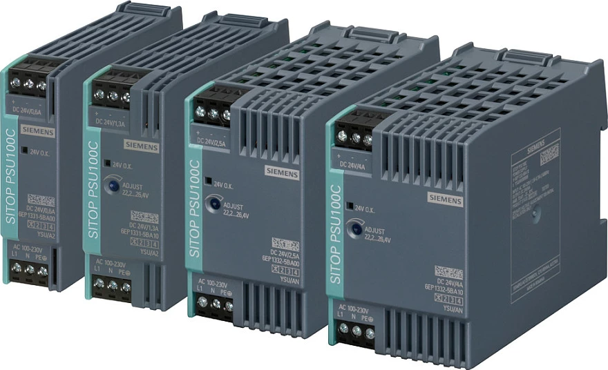 Furnizues energjie Siemens SITOP PSU100C 6EP13325BA00, 24V 2.5A 60W, 120-230VAC, gri/jeshile