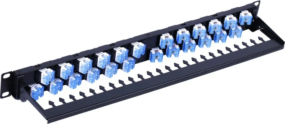 Paneli i Patcheve Techly 367836, 24x Keystone RJ45 Cat6a UTP, 1U, portet ukośne