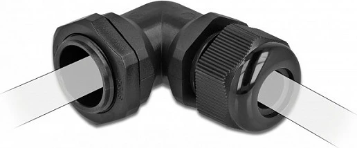 Glandë kablli DeLOCK PG21 90°, IP68, për kabllo 13–18 mm, e zezë