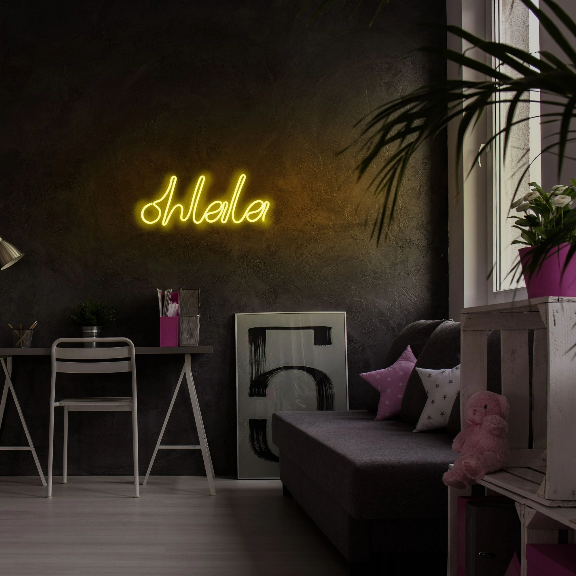 Dekor dritash LED plastike, 'Oh La La', ngjyrë e verdhë