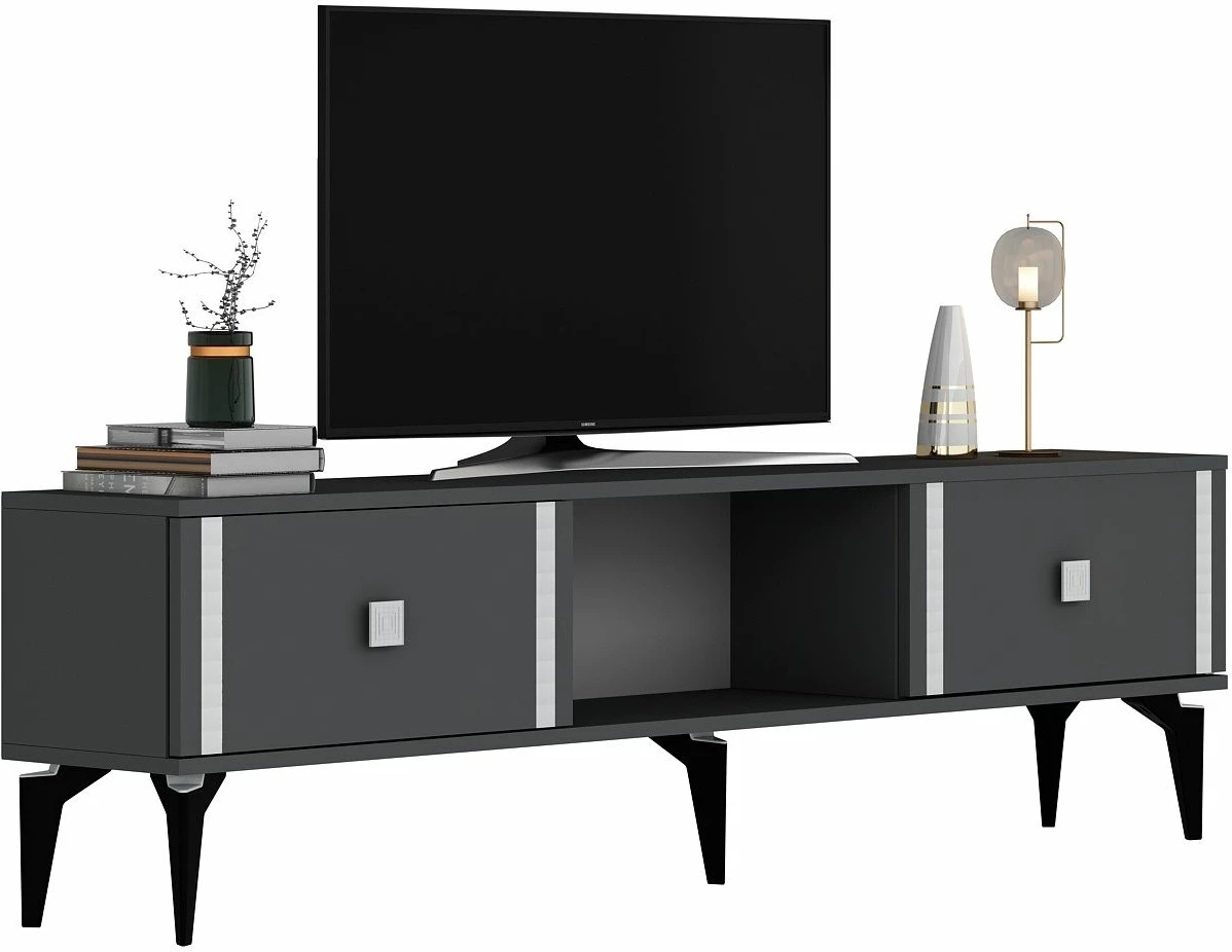 Komodë për TV Skye Decor, Doruk, antracit, argjend