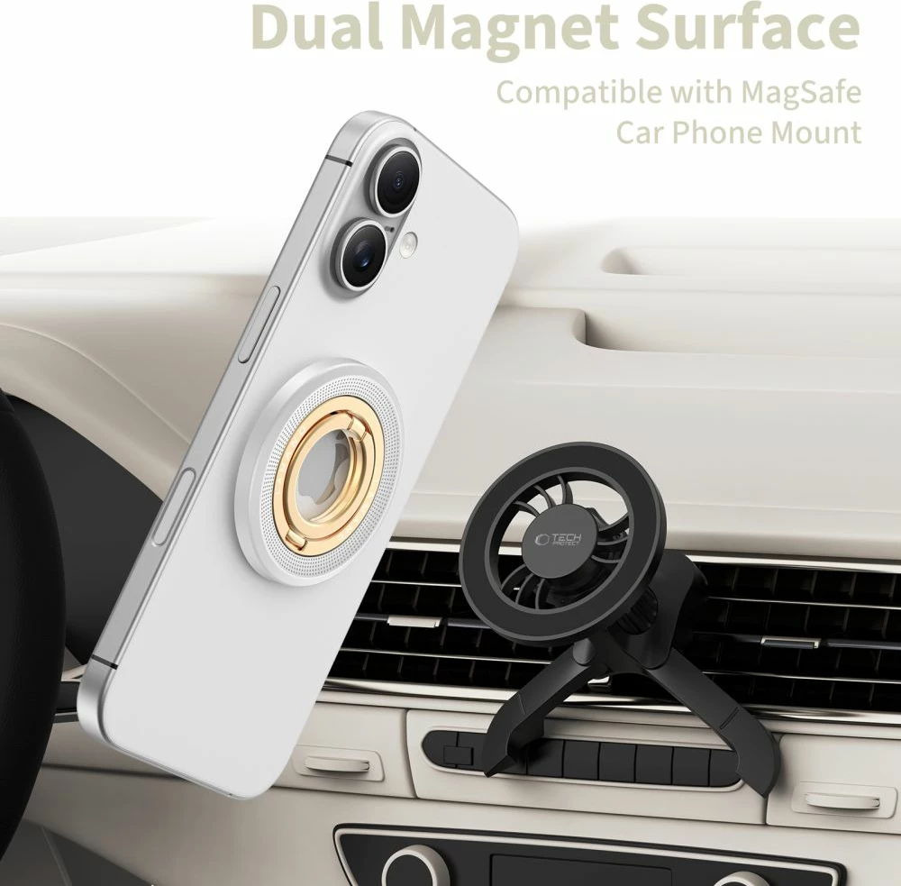 Mbajtëse magnetike telefoni Tech-Protect MMR700 Lamano MagSafe 360° rrotullim, gri/ari