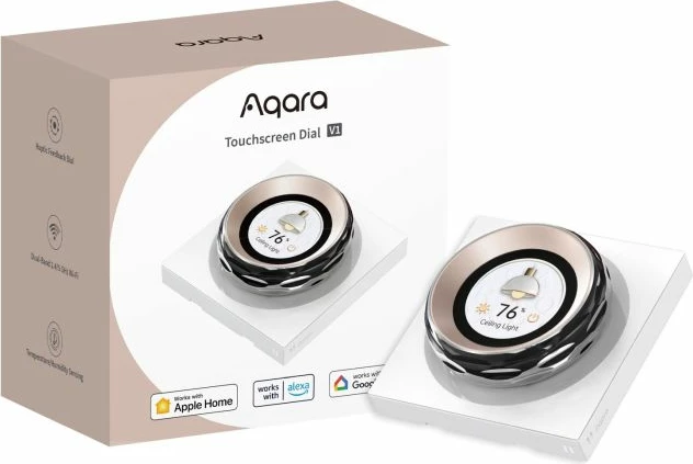 Switch smart me ekran AQARA Touchscreen Dial V1 EU DS-K01D, LCD 2.08\", Wi-Fi 2.4/5GHz + Zigbee 3.0 + Matter, i bardhë