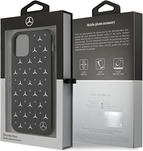 Mbështjellës Mercedes MEHCN61ESPBK për iPhone 11, hardcase, Silver Stars Pattern, zi