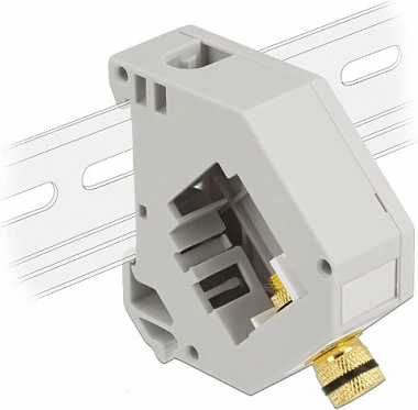 Adapter DIN rail DeLOCK Keystone binding post në binding post, gri/bardhë