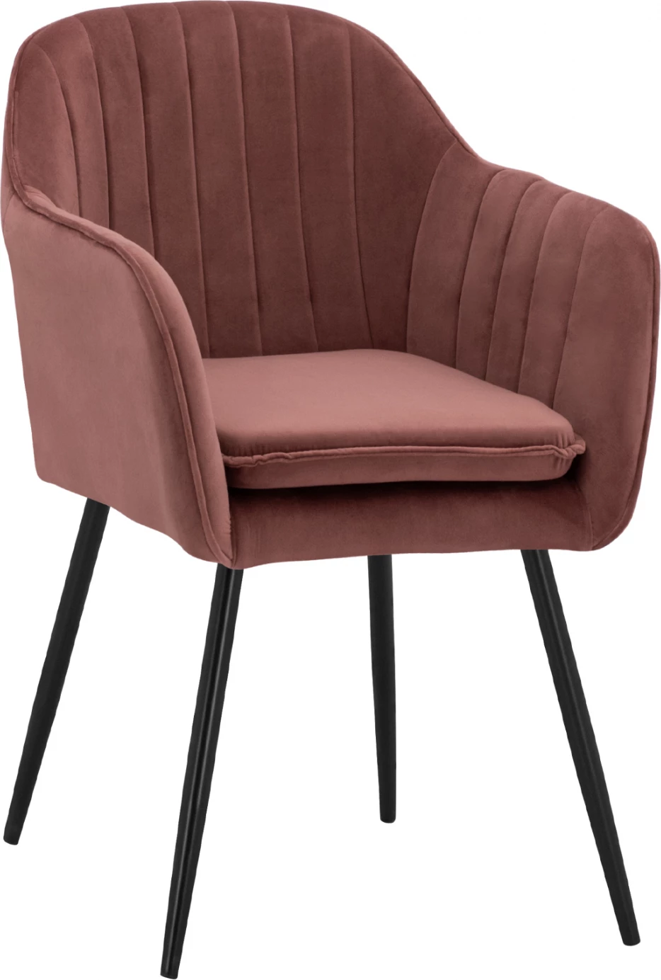 Karrige kadifeje SAWYER, ngjyrë rozë e pluhurosur, këmbë të zeza, FH8523.12, 53x60x76 cm, set prej 2 copë