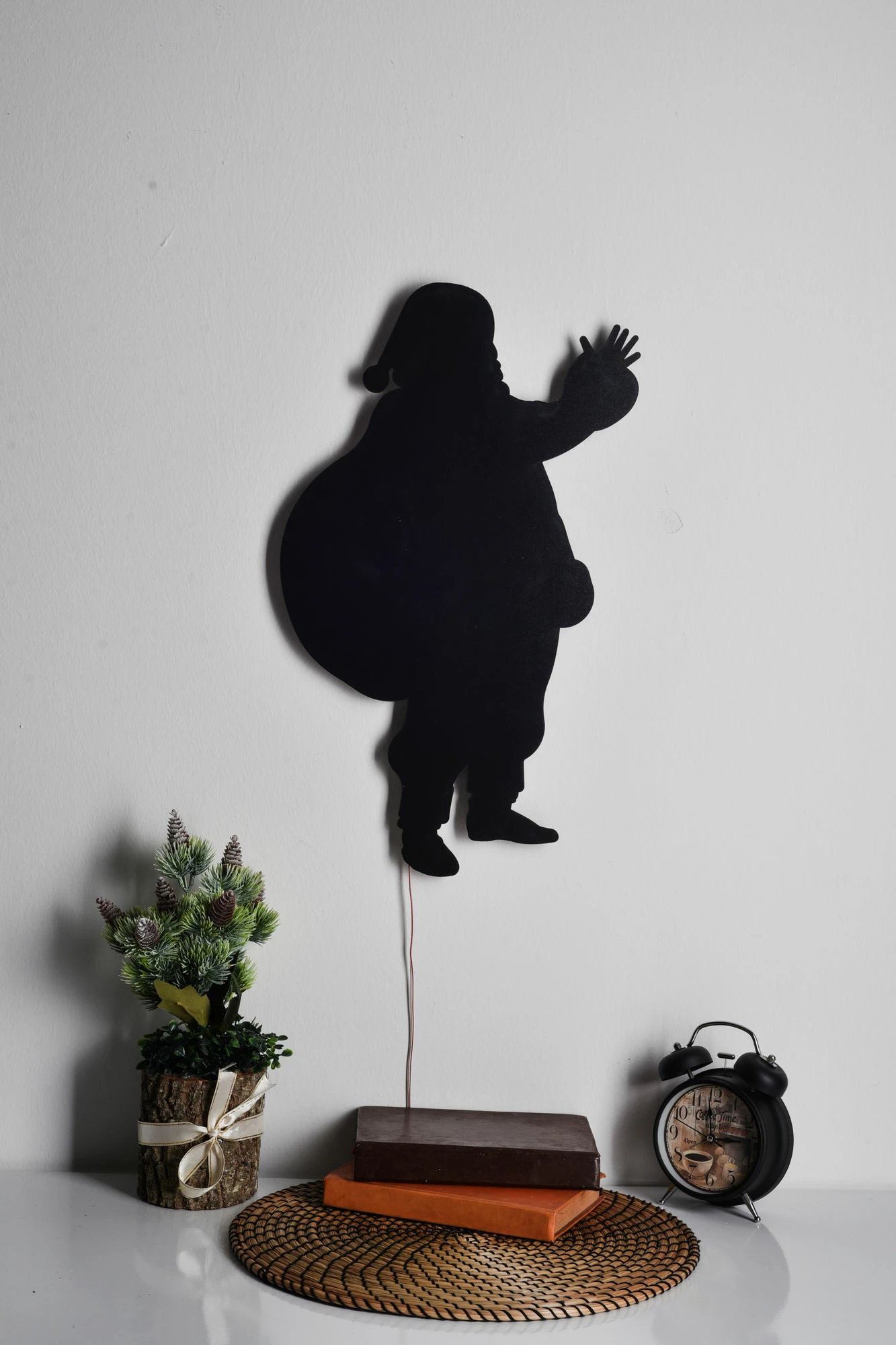 Dekor dritash LED, Santa Claus, ngjyrë e kuqe, Wallity