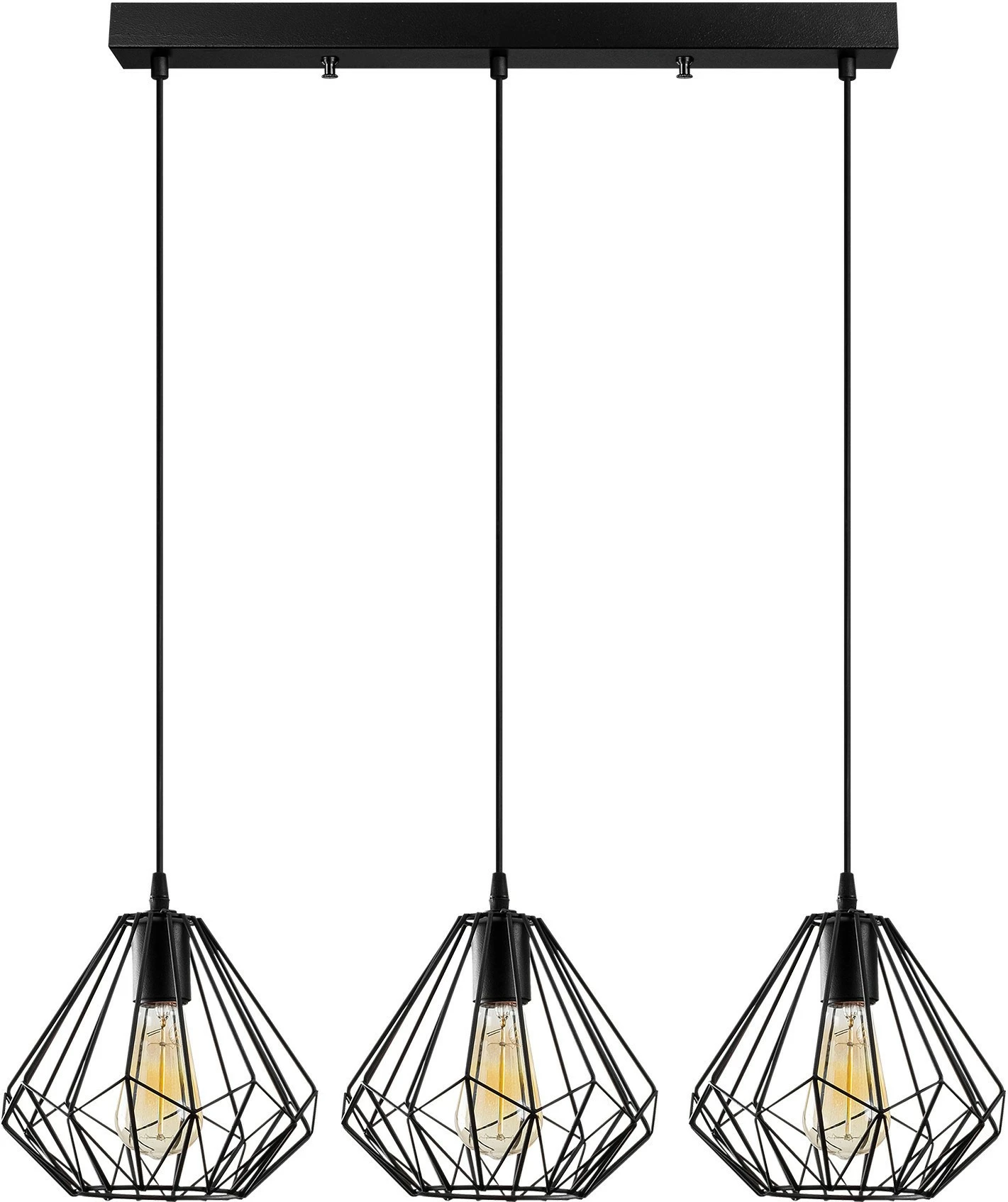 Llambë tavani Opviq, Diamond, e zezë, 3 copë, 73x117cm