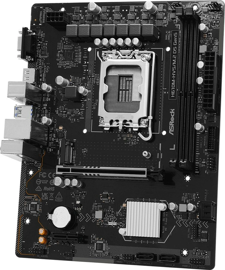 Pllakë amë ASRock H610M-HVS/M.2 D5 GEN5, LGA1700, DDR5, micro ATX, PCIe 5.0 x16, M.2, HDMI/D-Sub, e zezë, set me aksesorë