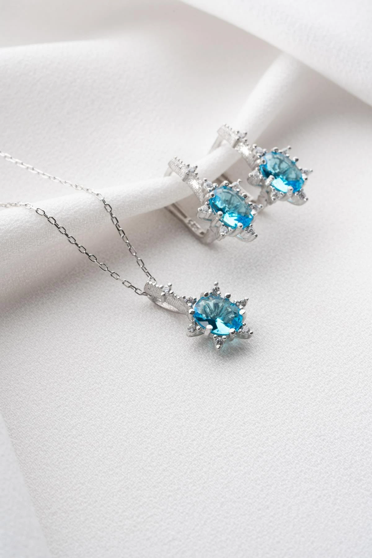 Set varëse dhe vathë argjendi, ngjyrë silver dhe kaltër deti, Jumeon, NRZ999197