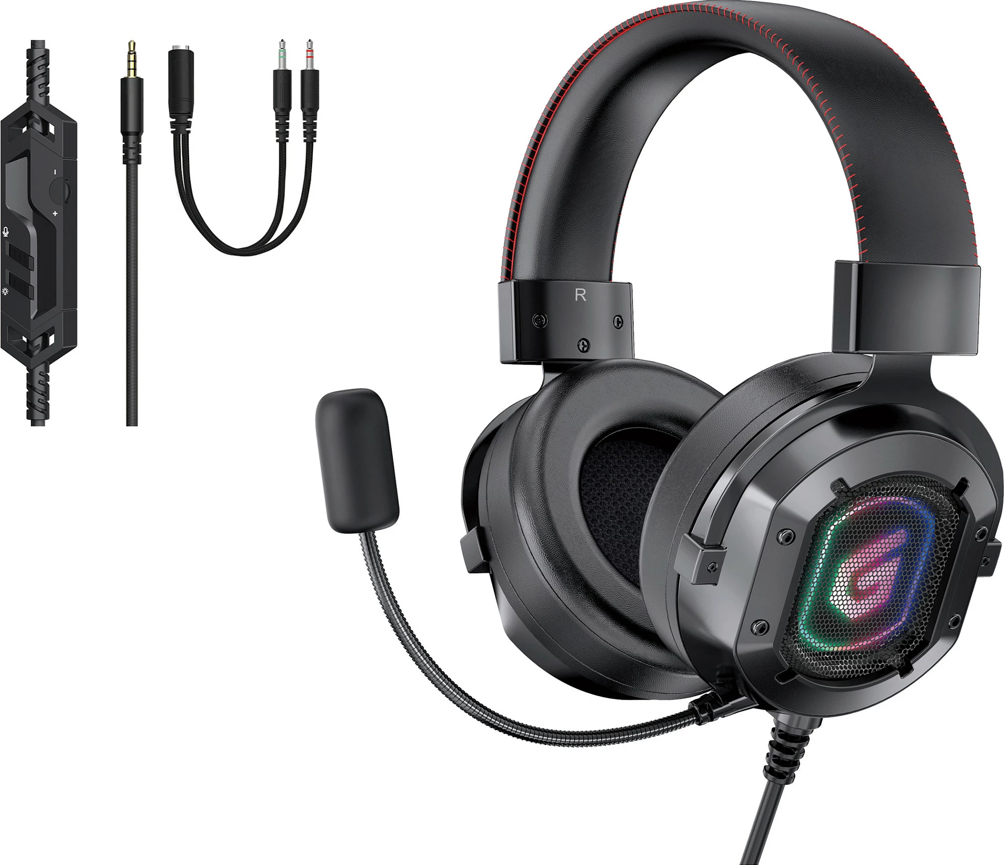 Kufje gaming Conceptronic Kli Audio, mikrofon, ndriçim RGB, kabllo 2.2m, e zezë