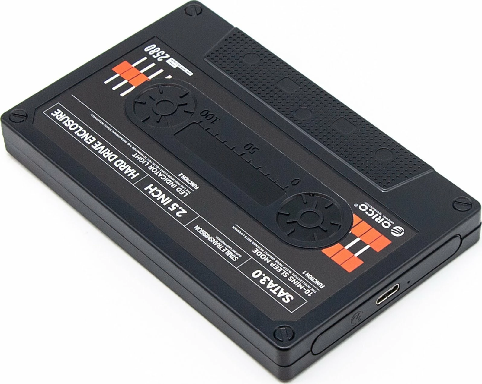 Kasë ekstern për disk 2.5" Orico 2580C3-V1-BK-EP, SATA III në USB-C 3.2 Gen1 6Gbps, deri 6TB, dizajn kasetë, e zezë 6
