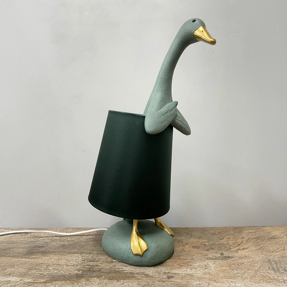 Llambë tavoline QUACK A, polirezine, ngjyrë mente, ari, jeshile e errët, 37x23x57.5cm