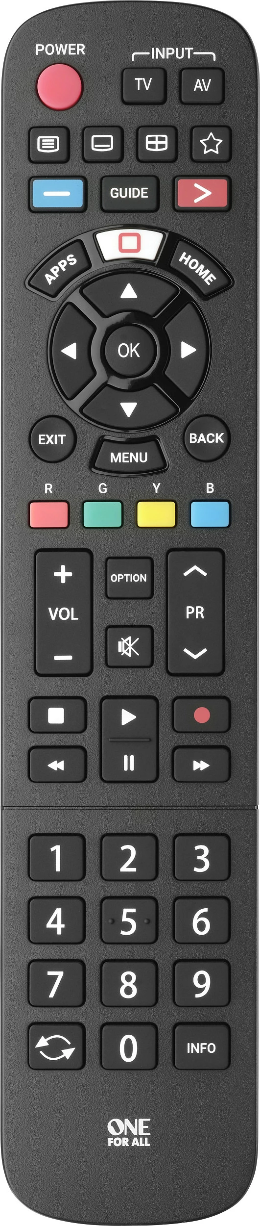 Telekomandë One For All për TV Panasonic, IR, AAA x2, e zezë