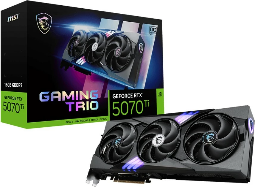 Kartelë grafike MSI GeForce RTX 5070 Ti Gaming Trio OC 16GB GDDR7 e zezë