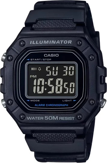 Orë dore Casio W-218H-1BV, e zezë