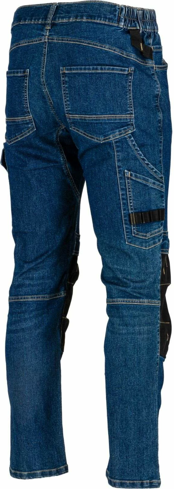 Pantallona xhins pune Lahti Pro L40550, slim fit stretch 280 g, madhësia M, të përforcuara, blu e errët