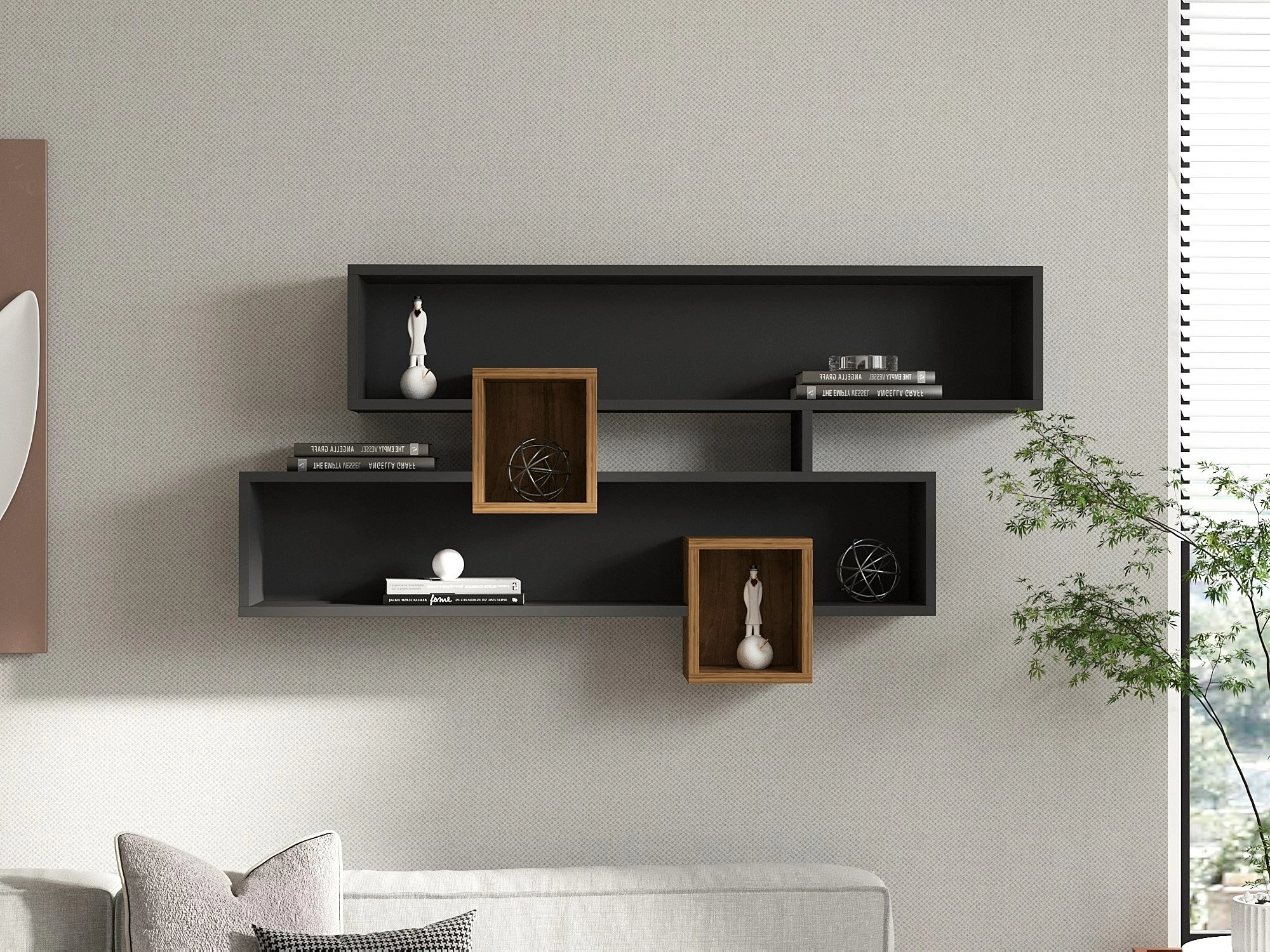 Raft muri Hanah Home Karen, ngjyrë arre dhe antracit