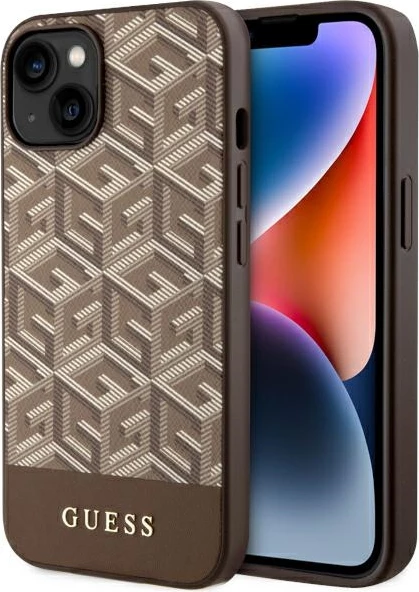 Mbështjellës Guess GCube Stripes MagSafe për iPhone 14 Plus 6.7", kafe