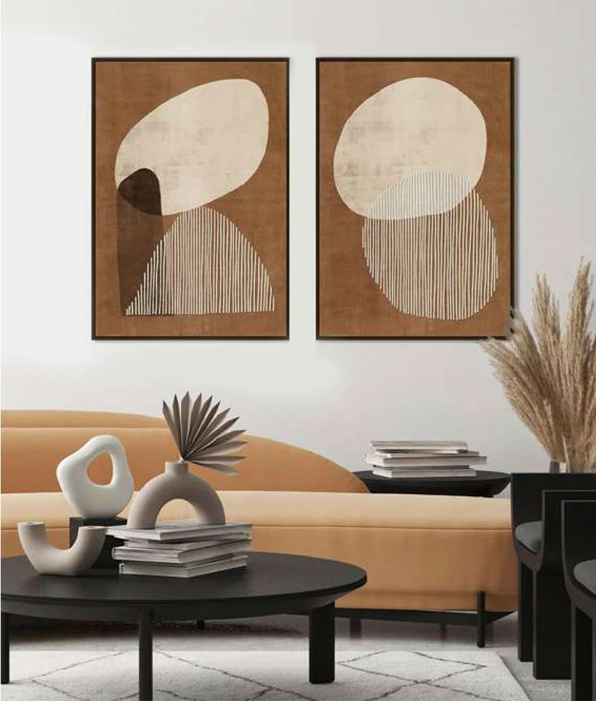 Pikturë dekorative CONVEX, kanavacë, terrakotë, bezhë, MDF, kafe, 60x90x4cm