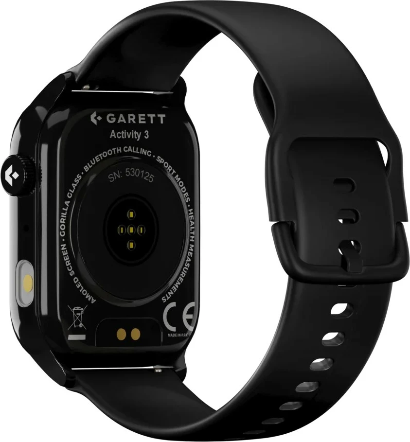 Smartwatch Garett Activity 3 AMOLED 1.96\" IP68 Bluetooth, e zezë, set me 2 rripa