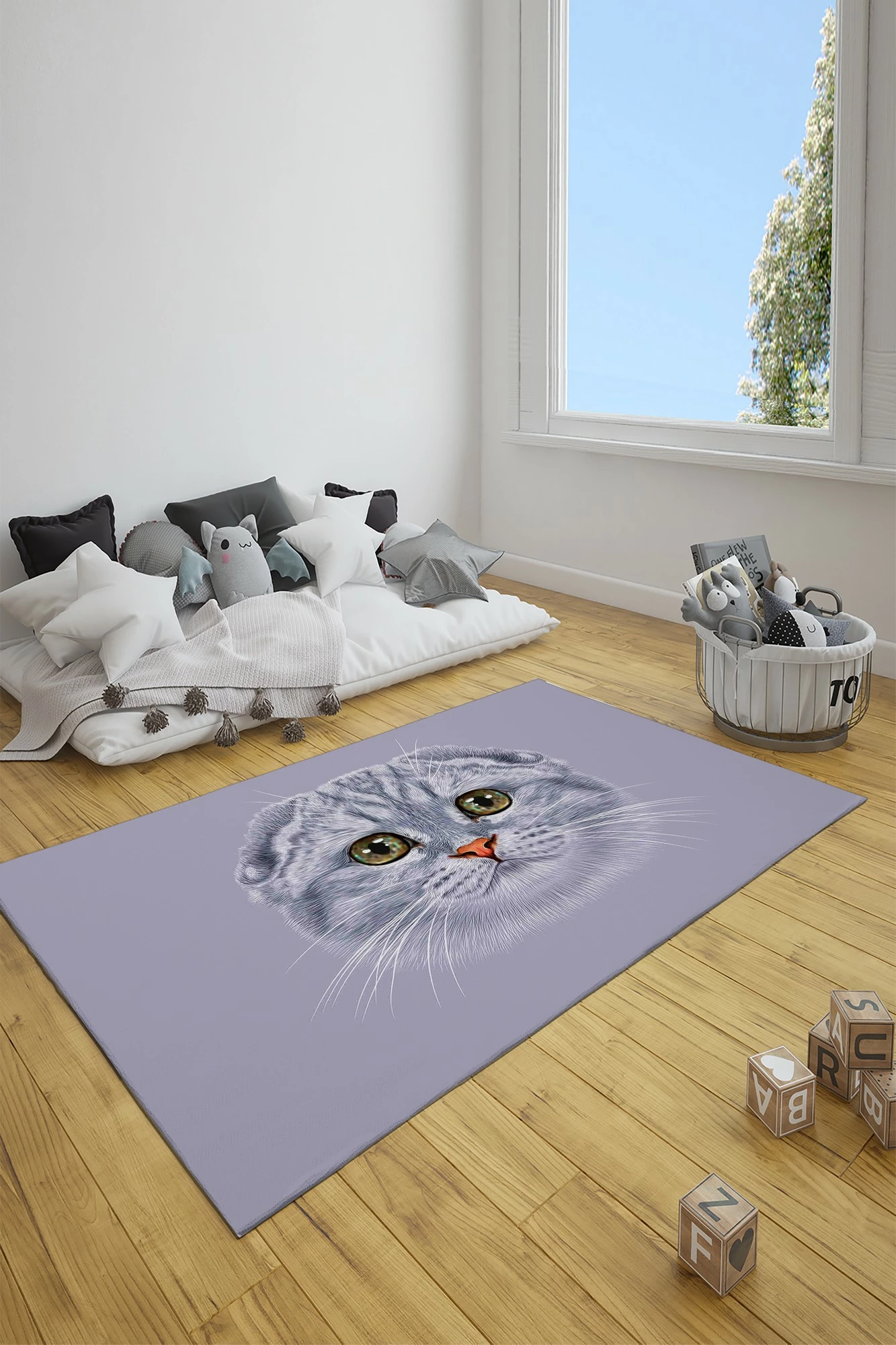 Qilim multingjyrësh, fytyrë maceje, 80x150cm, Conceptum Hypnose CT-3117