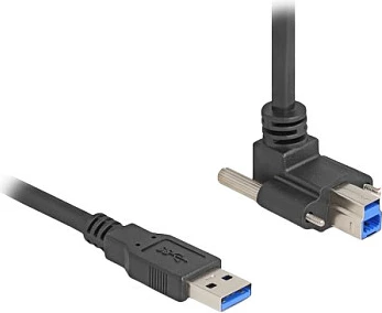 Kabllo USB DeLOCK USB-A në USB-B me vida 22 mm, USB 3.2 Gen 1, 1 m, 5 Gbps, e zezë