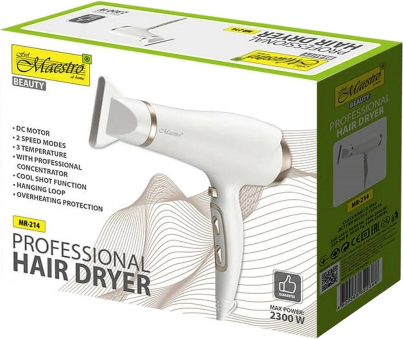 Tharëse flokësh Feel-Maestro MR-214, 2300W, Bardhë/Ari