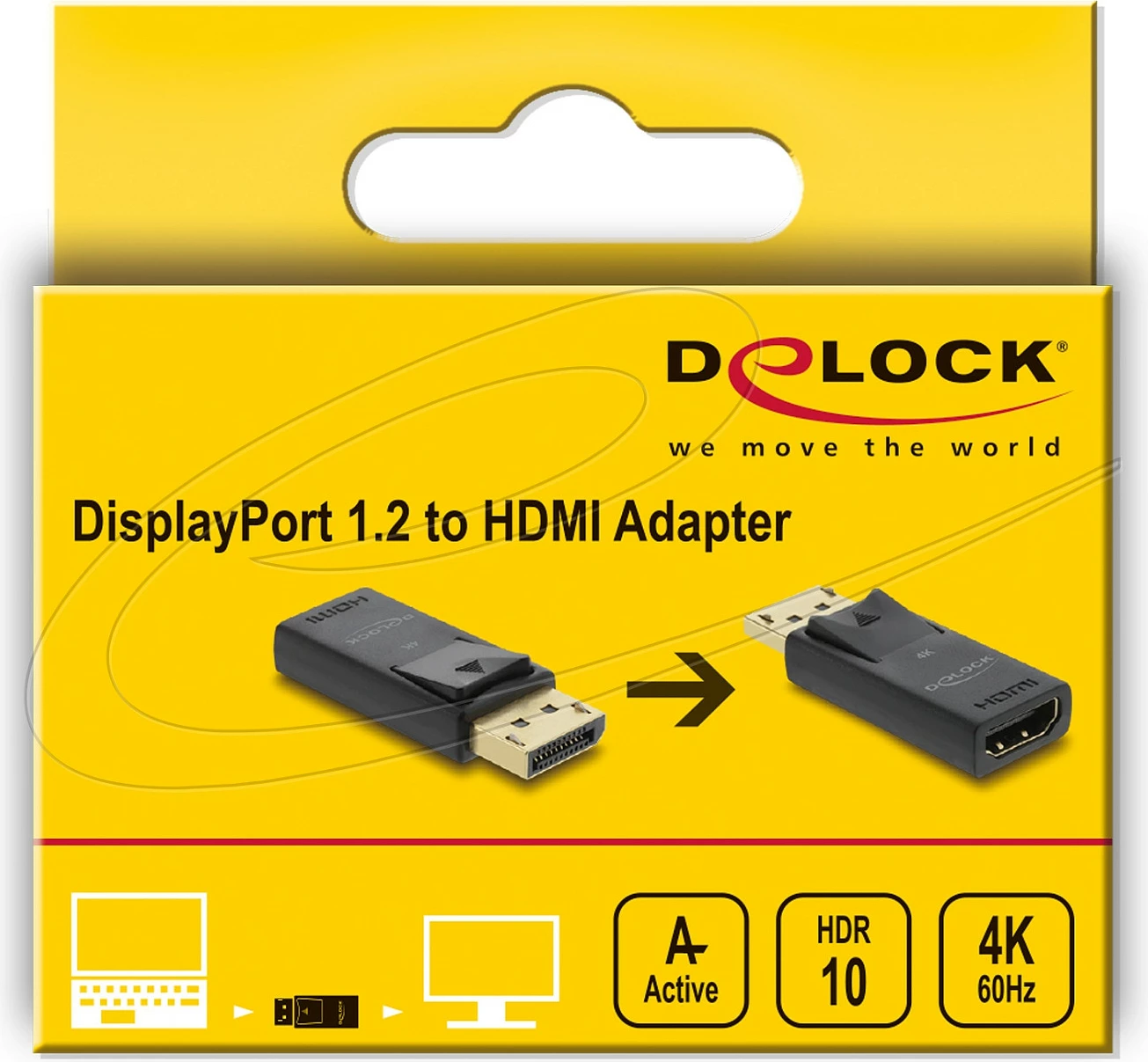 Adapter DeLOCK 61086 DisplayPort në HDMI, 4K 60Hz, aktiv, i zi