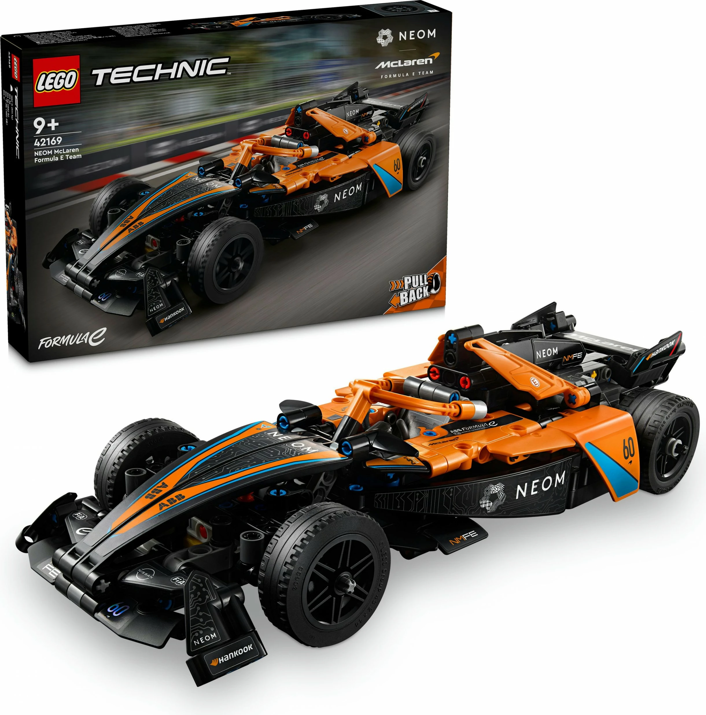 Set ndërtimi LEGO Technic NEOM McLaren Formula E 42169, 452 pjesë, pull-back, shumëngjyrësh