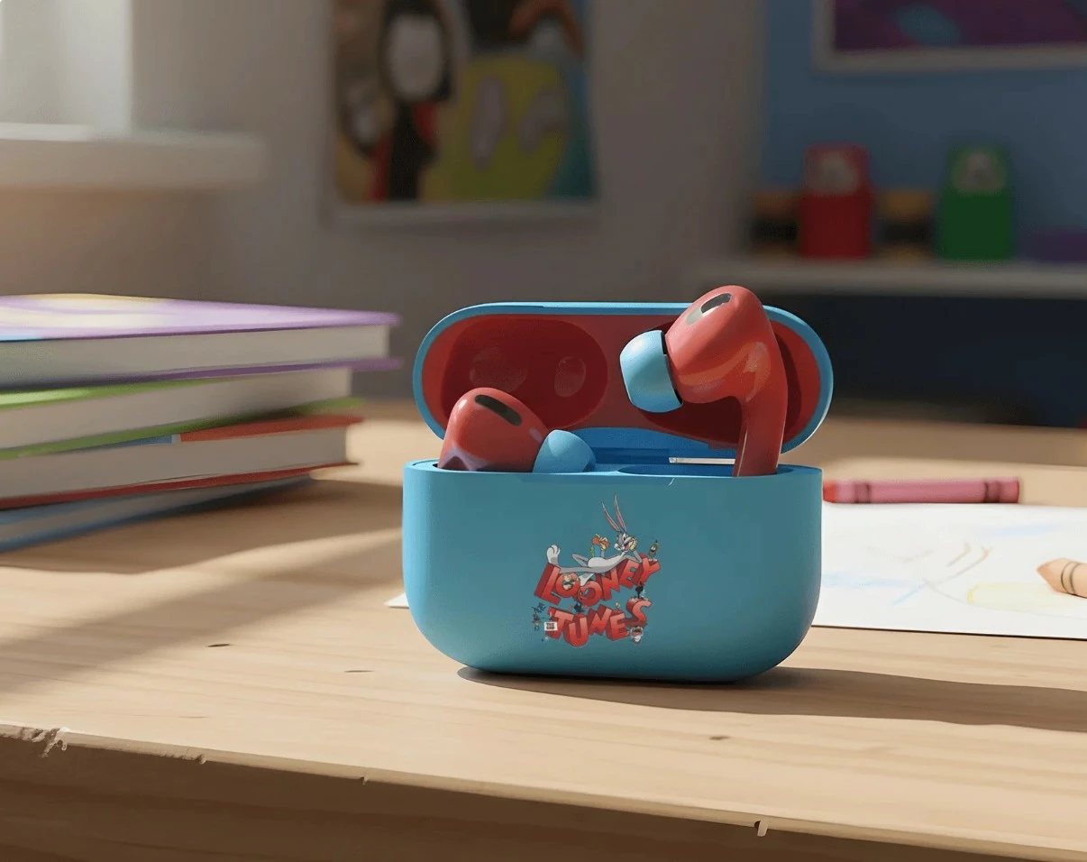 Kufje true wireless Moye Looney Tunes, Bluetooth 5.4, USB-C, 13 mm, 4 orë, kaltër/kuqe