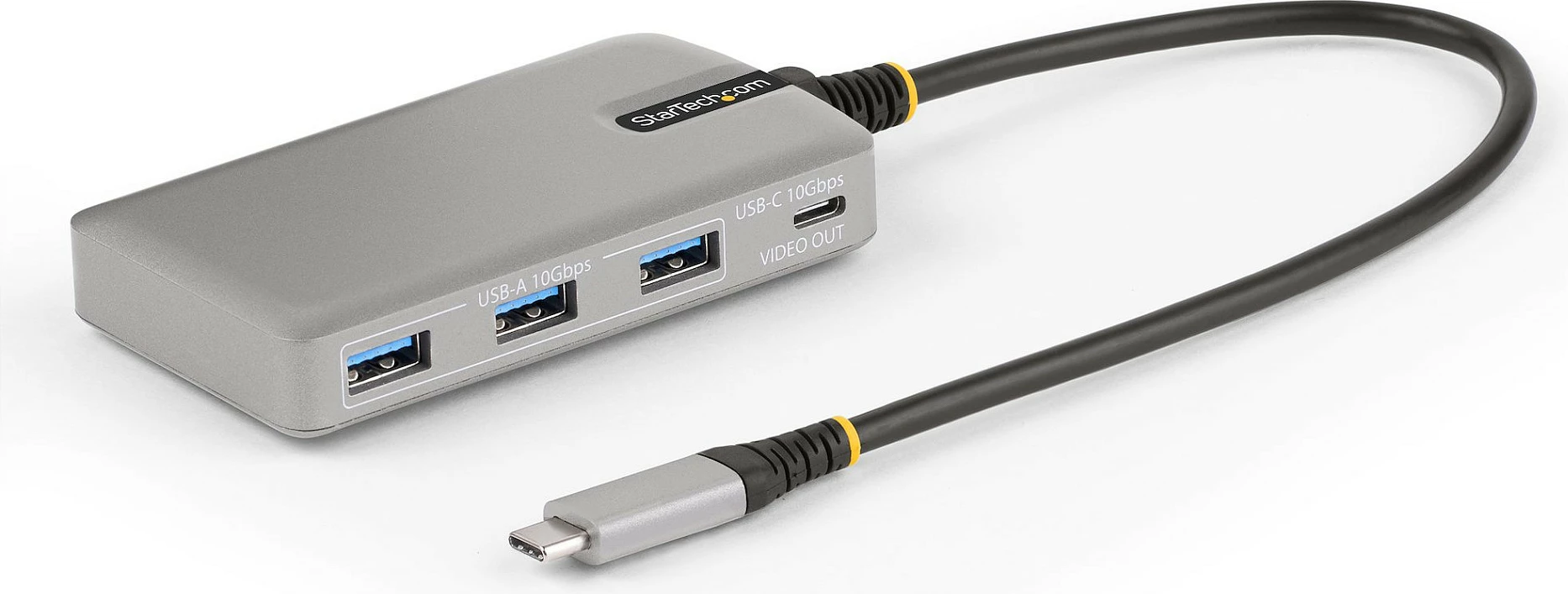 Hub USB-C StarTech 4-Port, 3x USB-A + 1x USB-C me DP Alt Mode 4K 60Hz, PD 100W, 10Gbps, gri