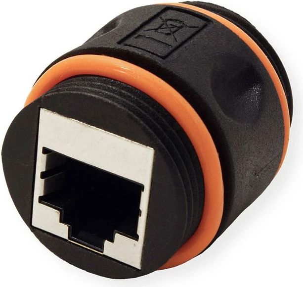 Lidhës RJ-45 VALUE 21.99.3007, CAT 6a, 2x femër, 121.5 mm, 2.8 cm, i zi/portokalli
