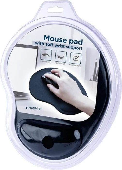 Mouse pad me mbështetëse dore Gembird, e zezë