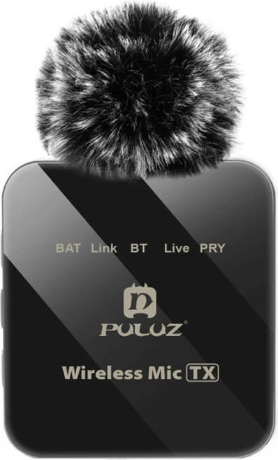 Mikrofon lavalier wireless Puluz PU648B, USB-C, i zi, set prej 2 copë