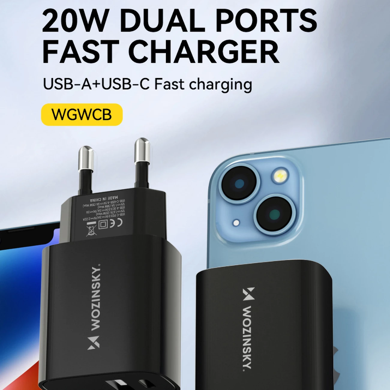 Karikues muri Wozinsky WGWCB, 20W, 2 porta USB-A/USB-C, i zi
