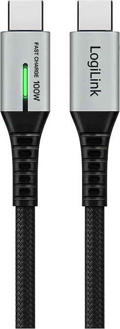 Kabllo USB-C LogiLink USB 3.2 Gen2x2, C në C, 20 Gbps, 100W, 4K, 1.5 m, e zezë