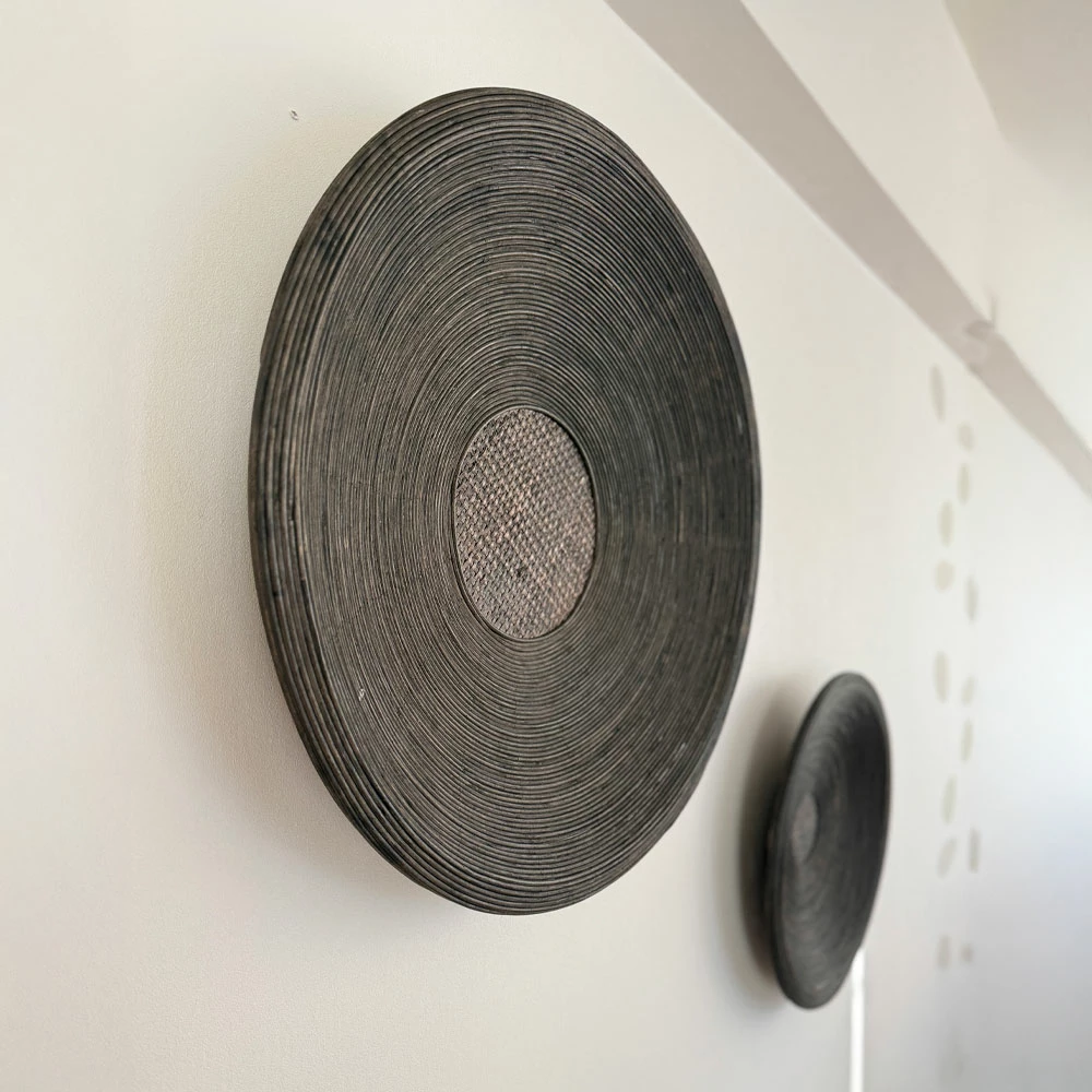 Set dekorativ muri Pompei, 3 copë, dru-bambu, kafe, 60x60x9cm