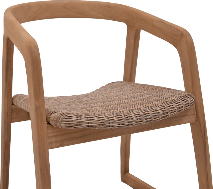 Karrige Somalia skelet alumini me këmbë druri teak, ngjyrë natyrale dhe kafe, 57x62x80cm