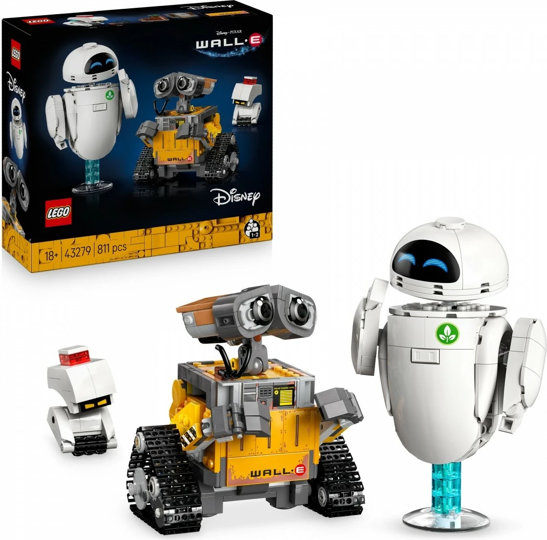 Set LEGO Disney Pixar WALL-E dhe EWA 43279, 811 pjesë, për të rritur