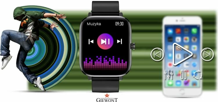 Smartwatch Giewont për femra, i zi