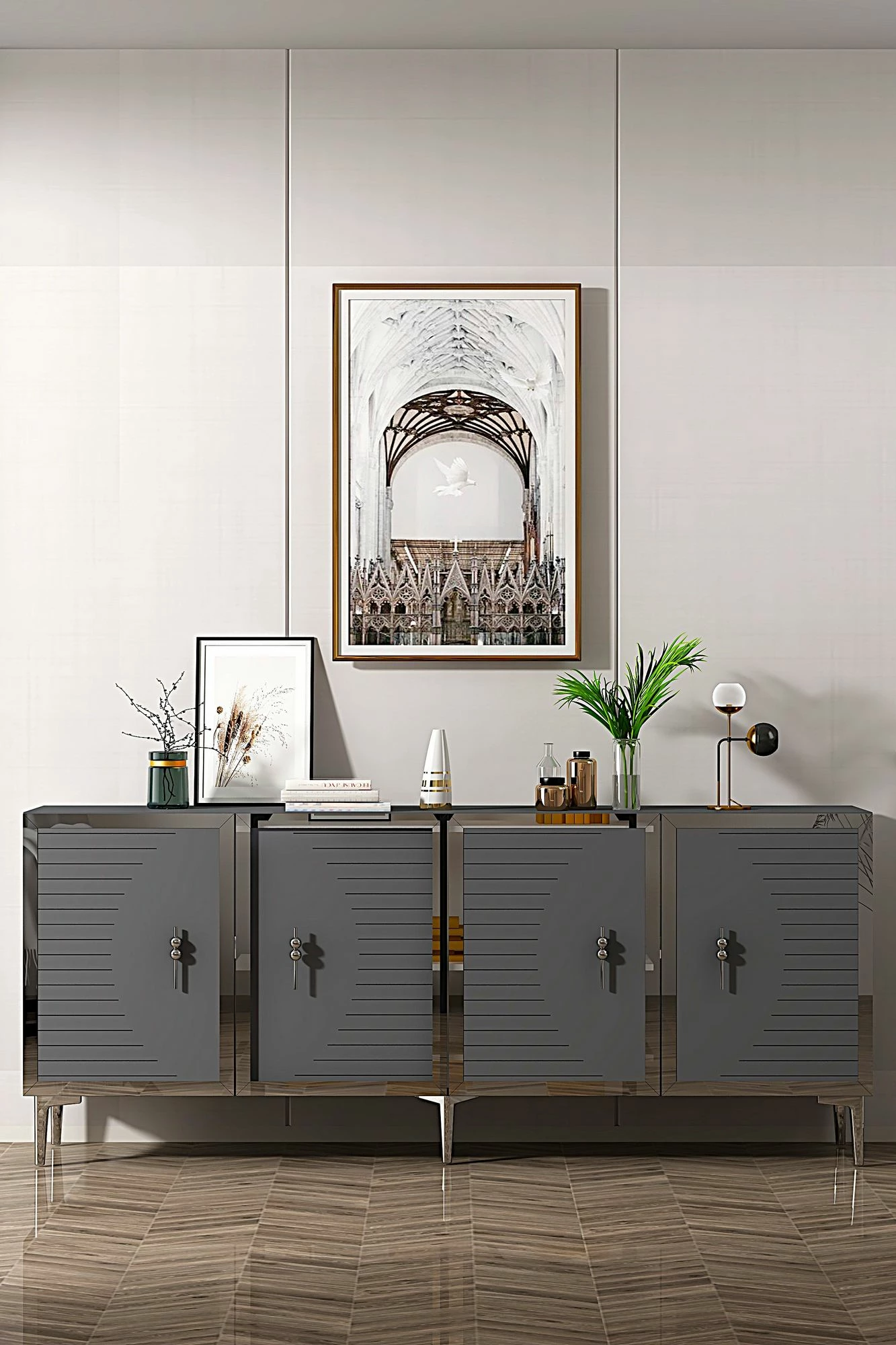 Konsol Skye Decor, Tuna 180, antracit, argjend