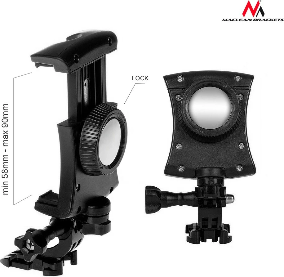Rrip sportiv Maclean MC-773 për telefon, kamera, GoPro, i zi