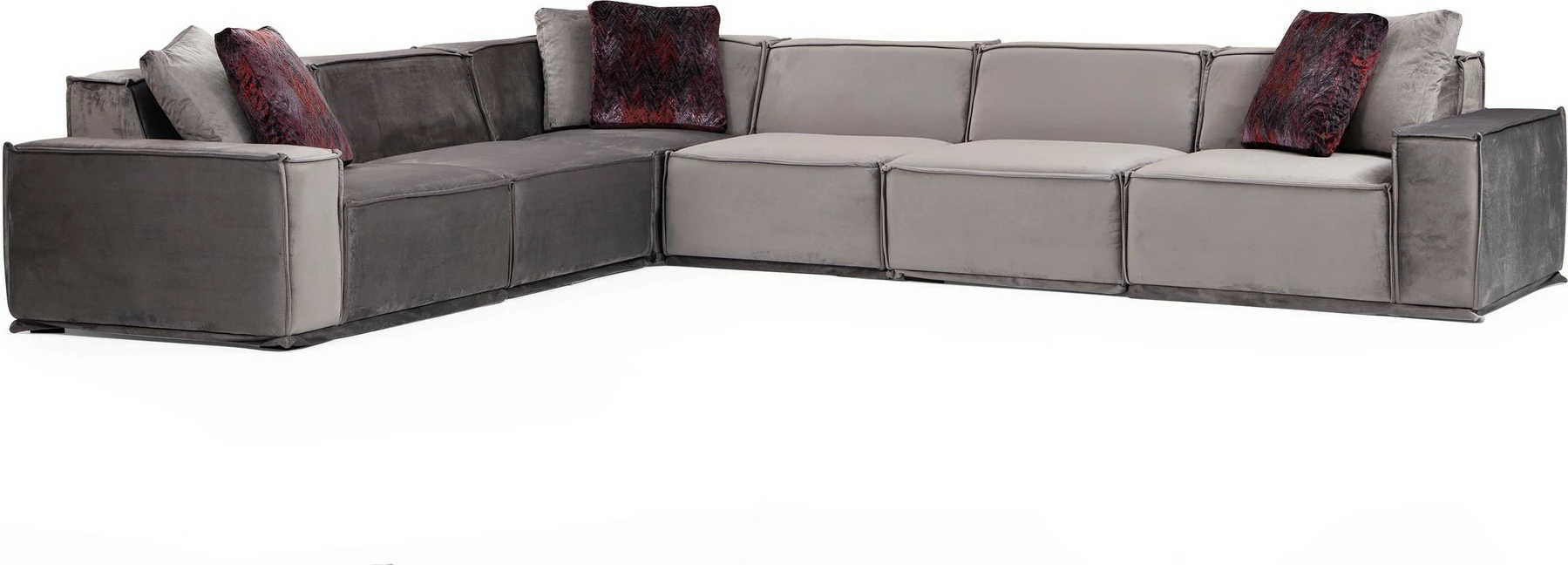 Këndare Atelier del Sofa, Lego Corner 1 (L1-O1-C-O1-O1-1R), ngjyrë gri, set me 6 pjesë