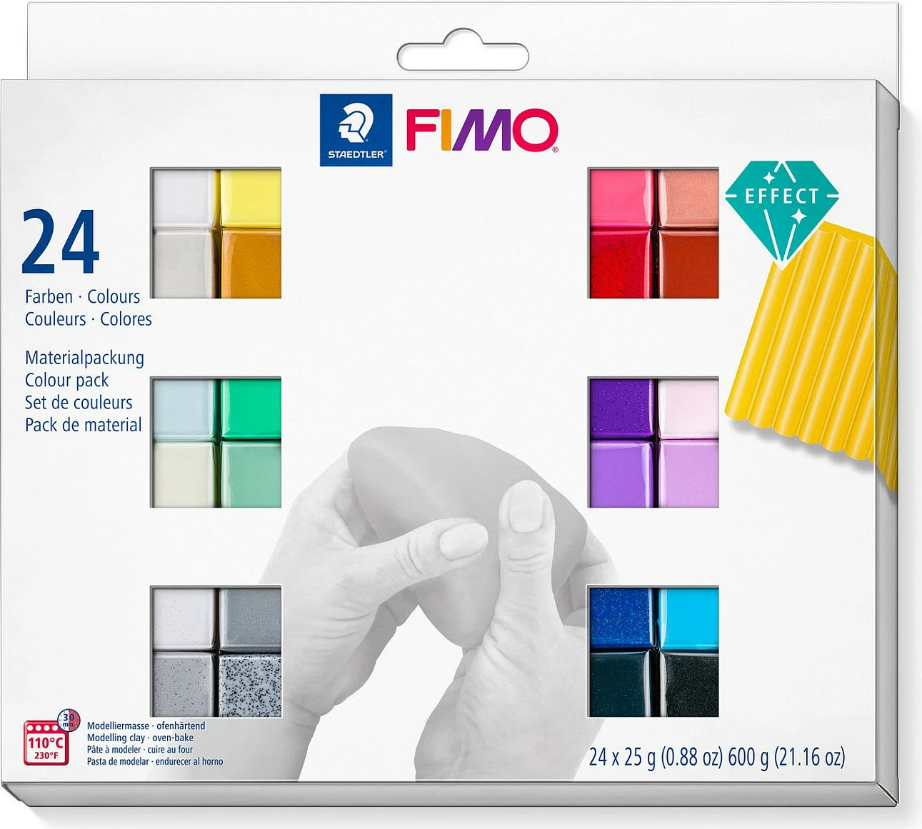 Plastelinë modelimi STAEDTLER FIMO 8013 C, set 24 ngjyra, 24x25 g, pjekje në furrë 110°C